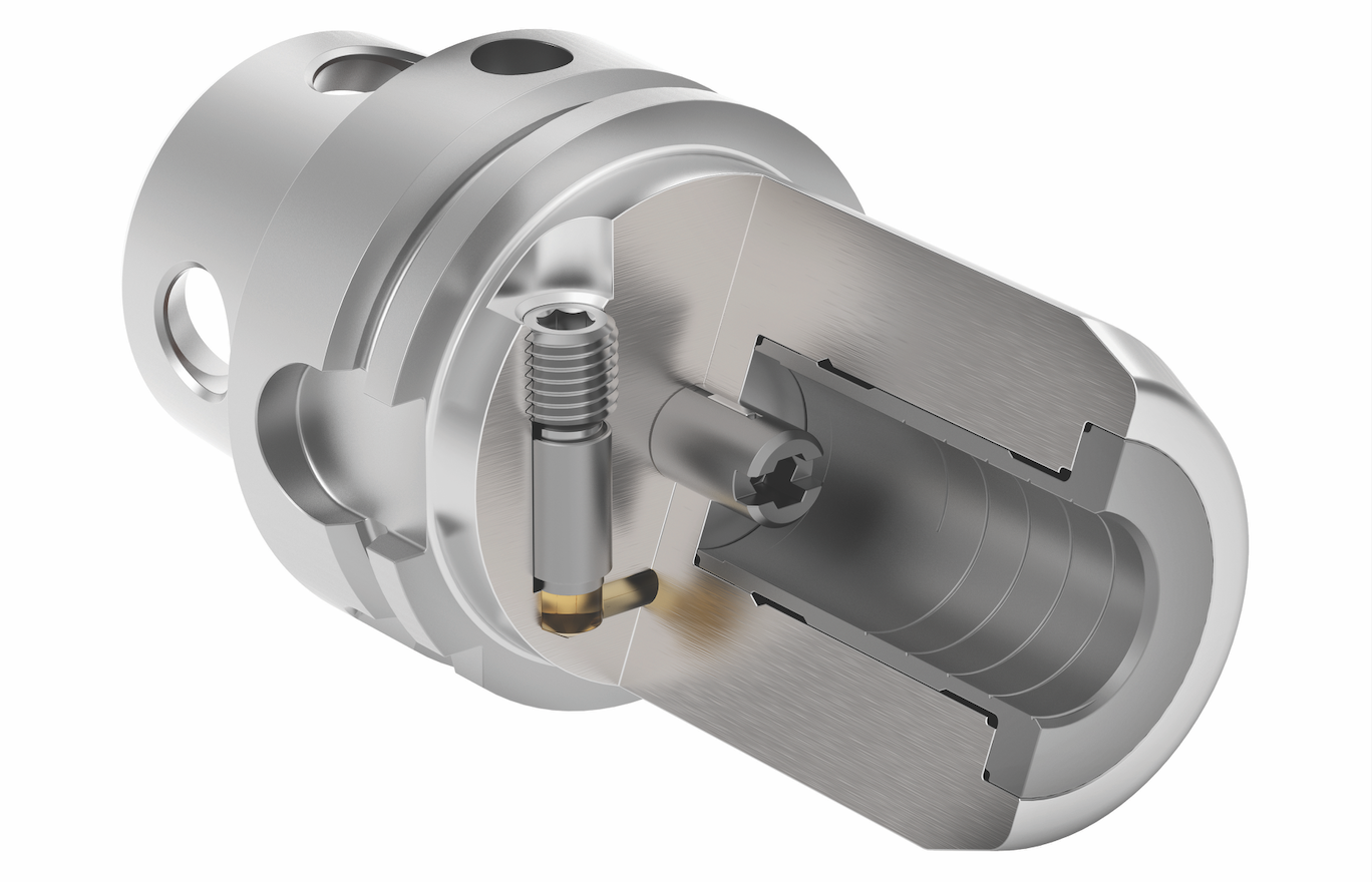 Kennametal’s HydroForce chuck is capable of 3 μm (0.0001&quot;) runout or less at an overhang of 2.5 times diameter, can be RFID equipped, and is pre-balanced to G2.5 at 25,000 rpm (image courtesy of Kennametal).